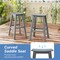 Costway 29" Patio Bar Stool Set of 2 with Curved Seat & Footrests for Backyard Outdoor Brown/Black/Gray